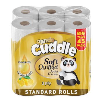 Panda Cuddle 3Ply Toilet Paper Rolls - Lemon Scented Tissue Rolls