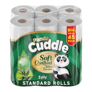 Panda Cuddle 3Ply Toilet Paper Rolls - Aloe Vera Scented Tissue Rolls